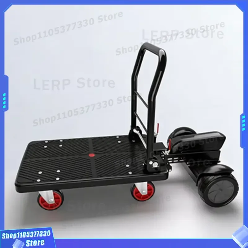 1 Ton Electric Chain Hoist With Foldable Steel Platform And Four Wheel Trolley For Heavy Duty Goods Transport Storage Tool