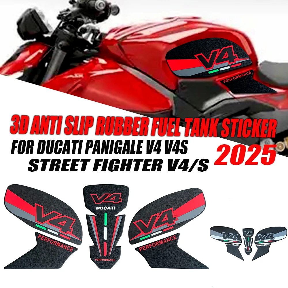

2025 new modified fuel tank sticker anti slip sticker 3D rubber protective pad for Ducati Panigale V4 V4S Street Fighter V4/S