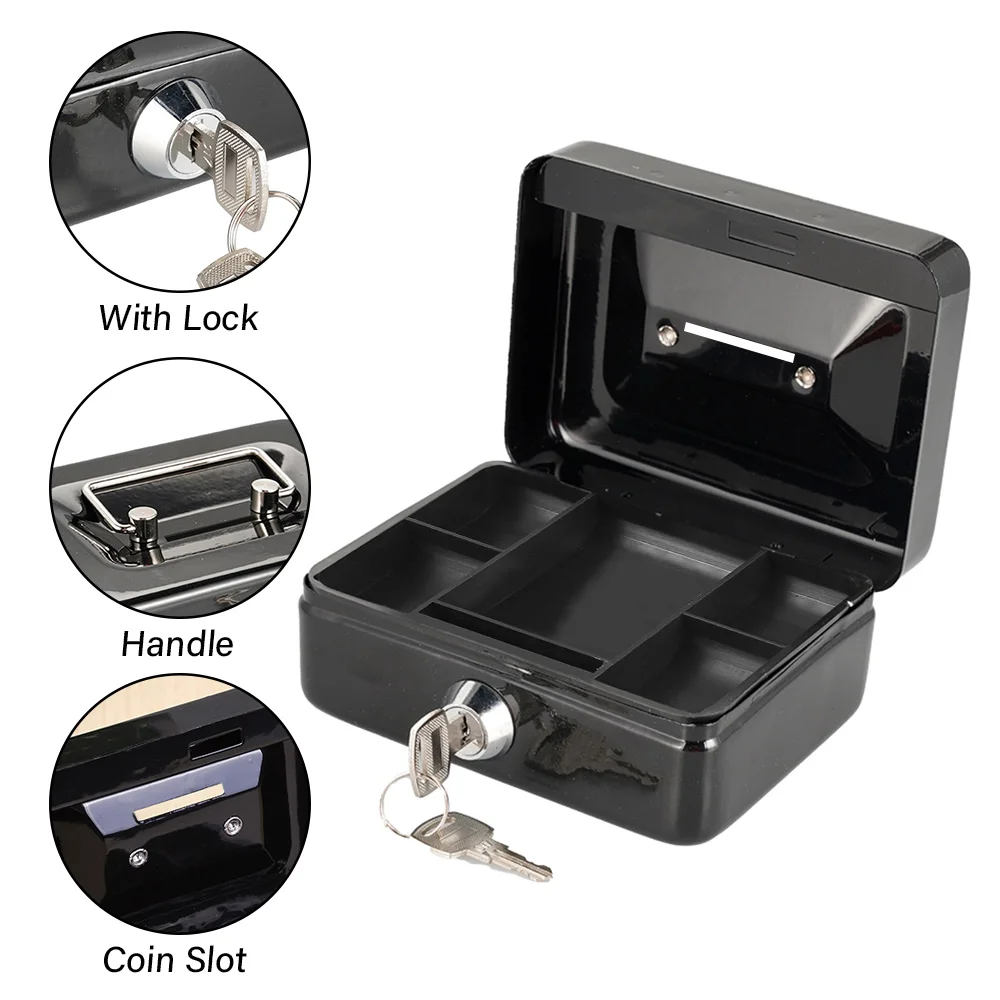Steel Cash Box Key Mini Safe Lock Box Key Locker Money Bank Security Box Storage Hidden Money Coin Cash Jewellery Carry Box - view 2