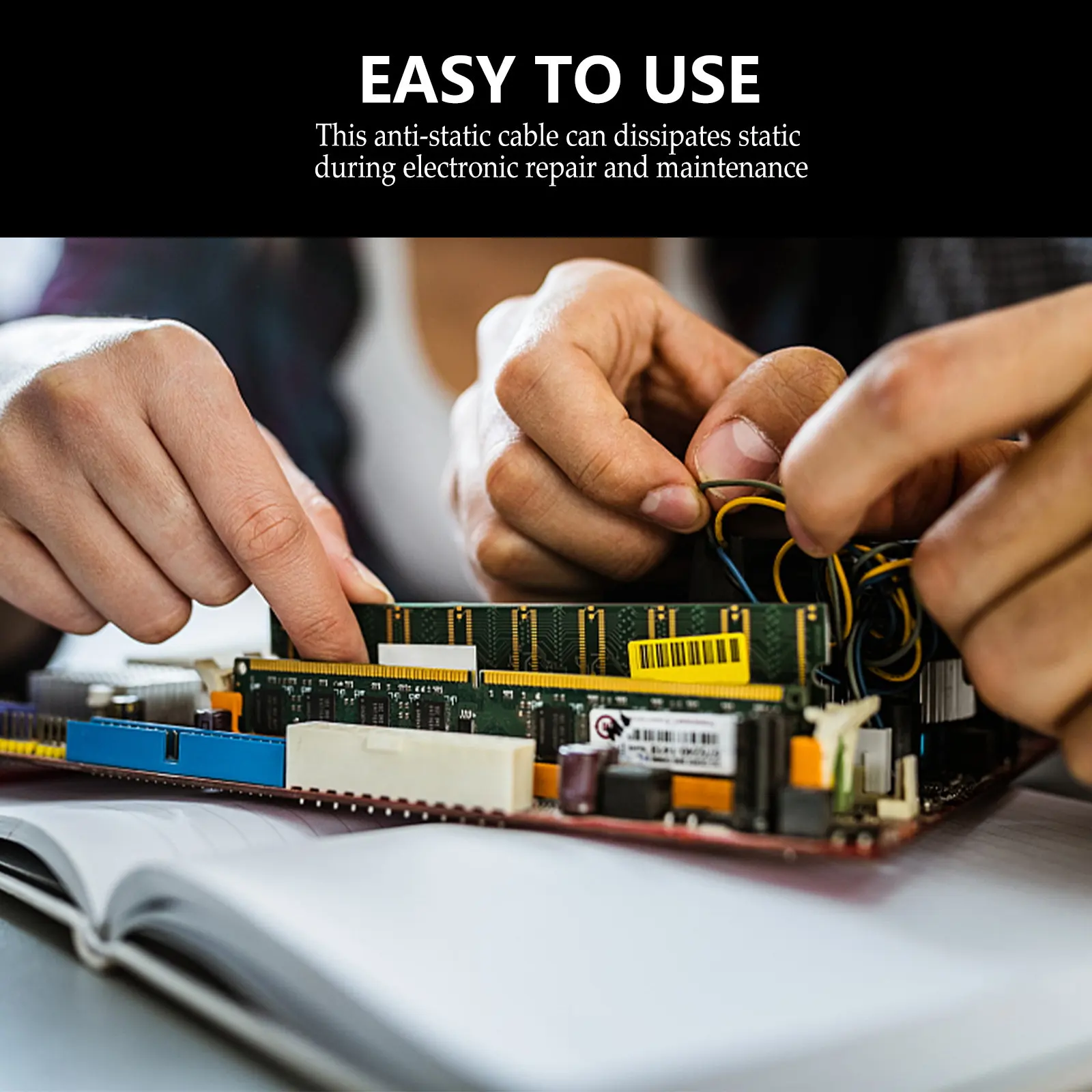 5pcs Anti-Static Grounding Cables with Star Claw & Clamp, PVC High-Elastic ESD Safety Wires for Tables