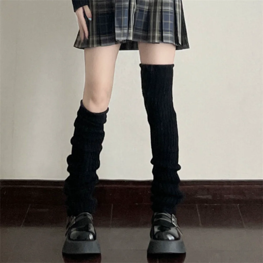 Kaus kaki rajut lengan panjang Y2k untuk wanita, kaus kaki panjang rajutan Heap cuff Boot elastis longgar lengan panjang gaya Jepang untuk wanita