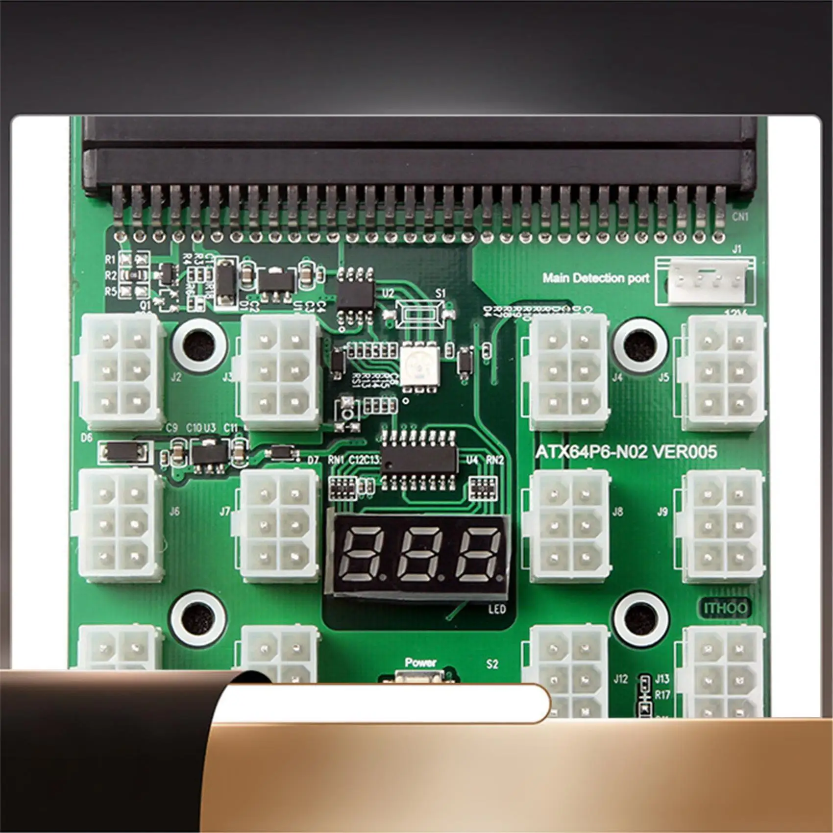 

X64A-Коммутационная плата, 12-портовый 6-контактный светодиодный дисплей, 12 В, серверный адаптер питания для HP 1200 Вт, 750 Вт, блок питания GPU Miner Mining BTC ETH