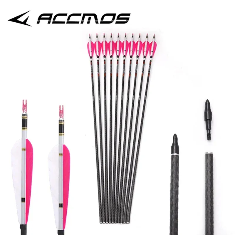 12pcs ID 6.2mm 33” 3K Carbon Weave Arrow with Hot Shrink Sticker 5