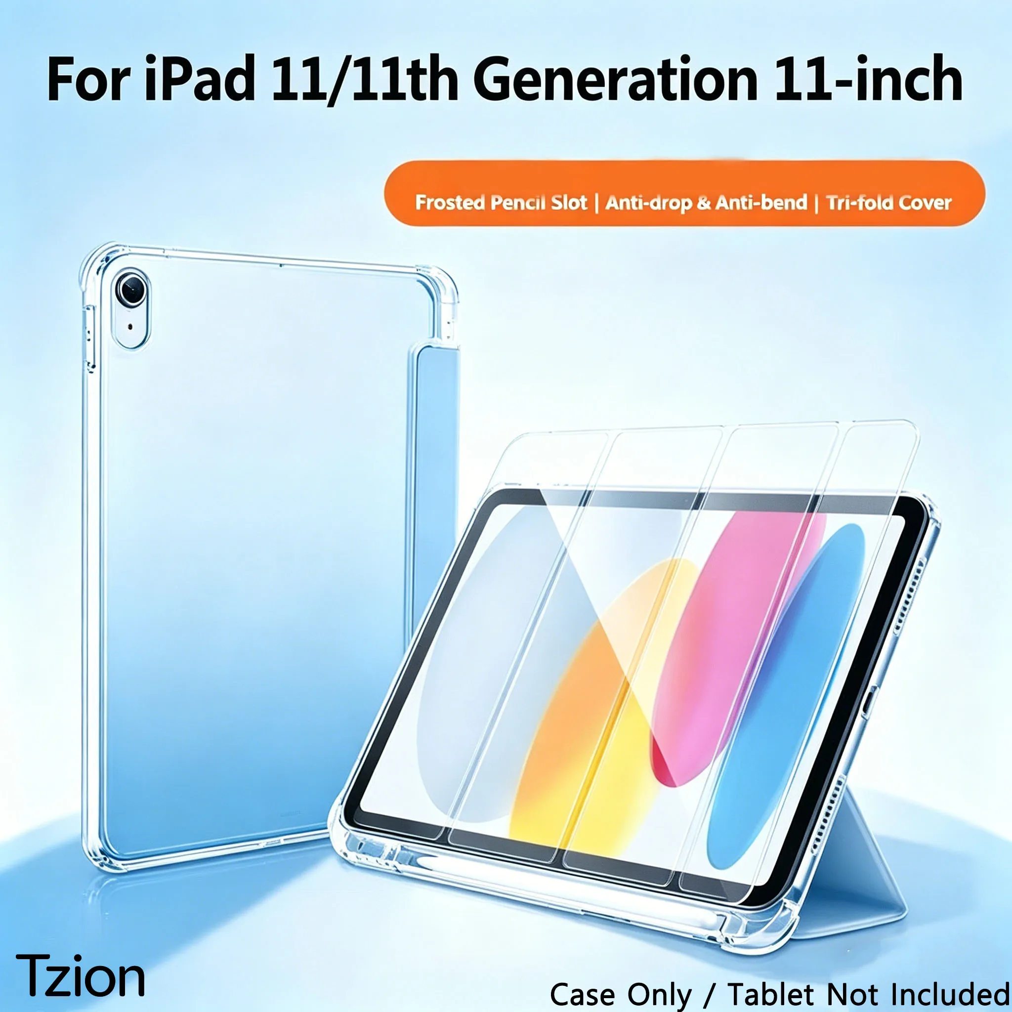 

Чехол для iPad 11-го поколения 2025 года, 11 дюймов, с держателем для Apple Pencil, полупрозрачный матовый гибкий чехол