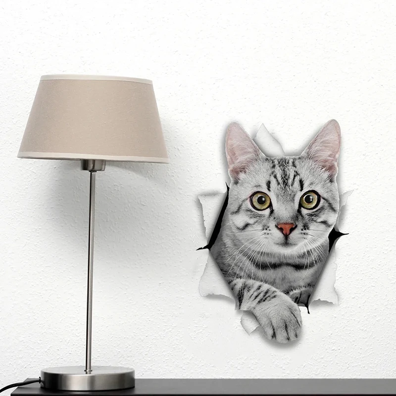 M458  Cat Stickers Breakout Siamese Wall Sticker Home Decoration Toilet Decals for Bedroom Kitchen Living Room Walls Decor