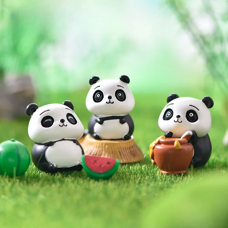 New series of small panda landscape gardening DIY landscaping accessories naughty cute bamboo cartoon knickknacks