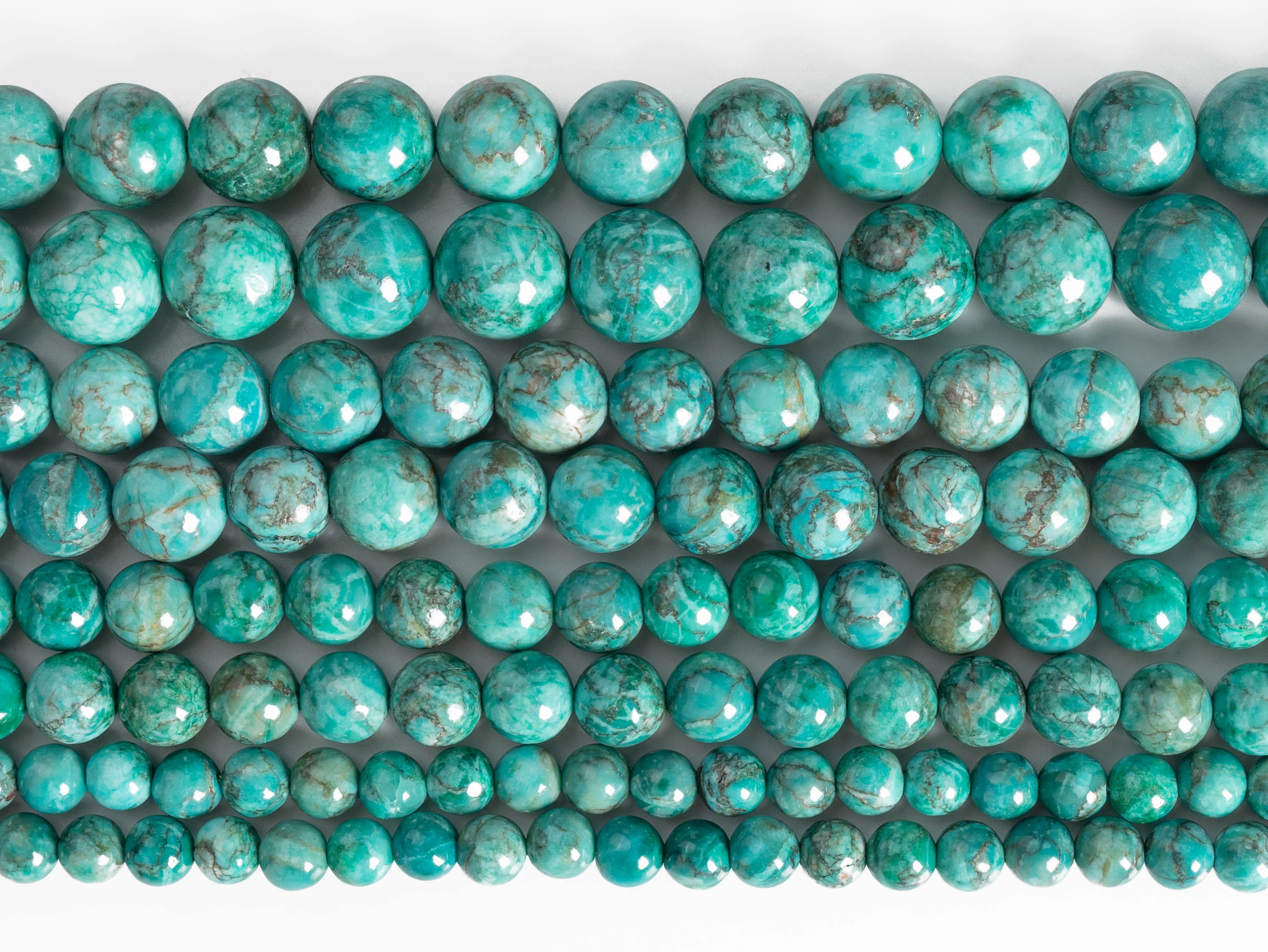 Genuine Natural Peacock Green Magnesite Turquoise Beads Grade AAA Gemstone Round Loose Beads  6/8/10/12mm for Jewelry Making