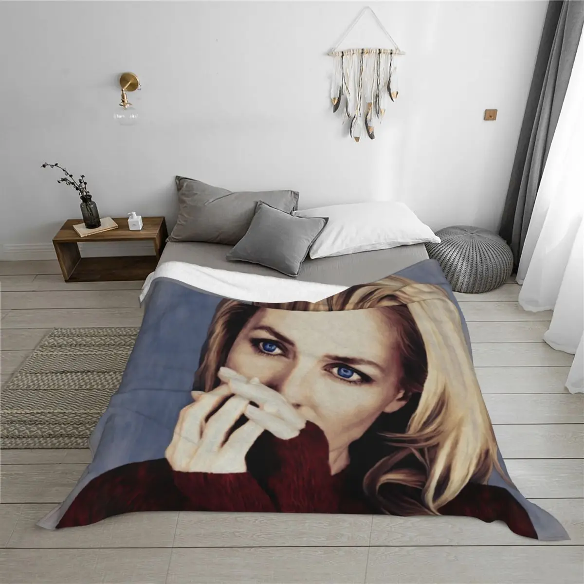 جيليان أندرسون لوحة زيتية ملونة رمي بطانية دافئة لفصل الشتاء لطيف منقوشة أريكة عملاقة منقوشة على بطانيات الأريكة