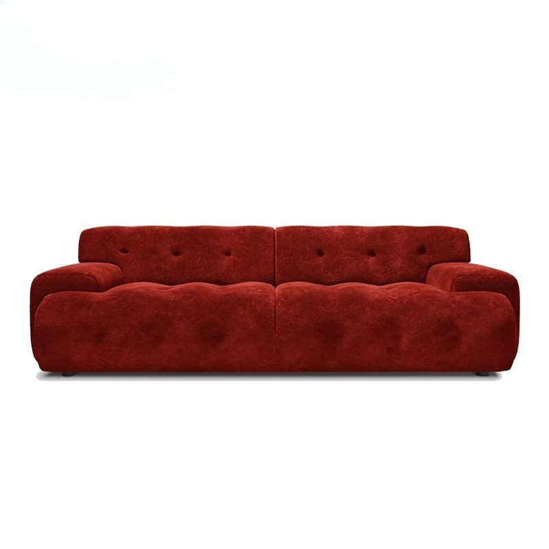 

Minimalist sofa cream style French straight row fabric black designer living room multi-person