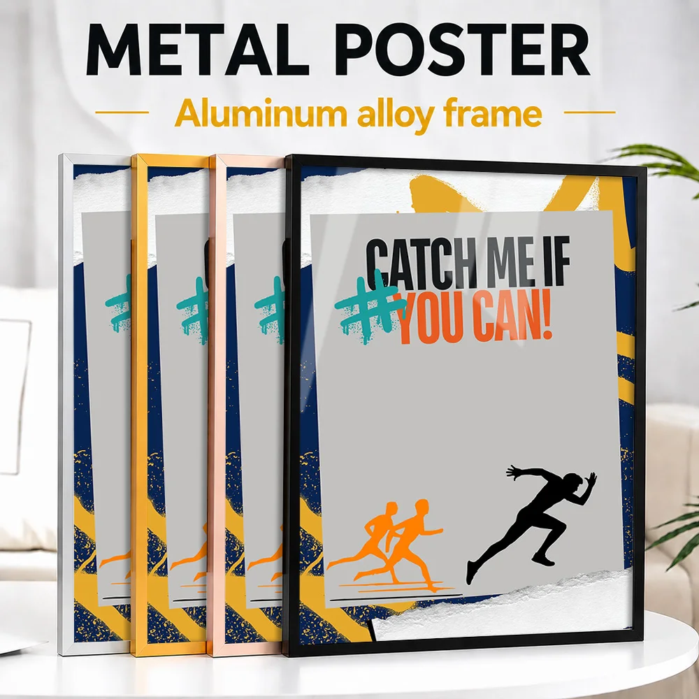 Catch Me If You Can Framed Metal Poster Personalized Photo Dynamic Athletic Style Wall Art For Clubhouse Special Finisher Gift