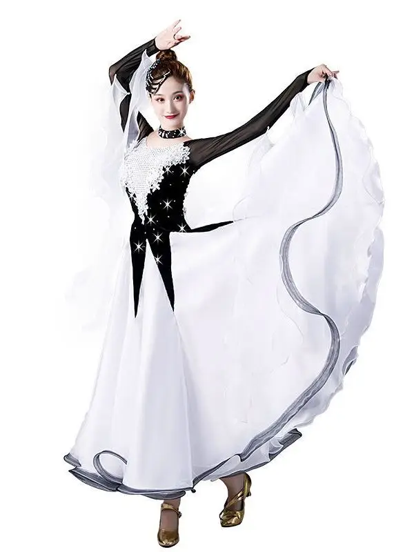 New Modern Dance Costume High-end Large International Style Of Ballroom Dancing Waltz Performance Competition Dress