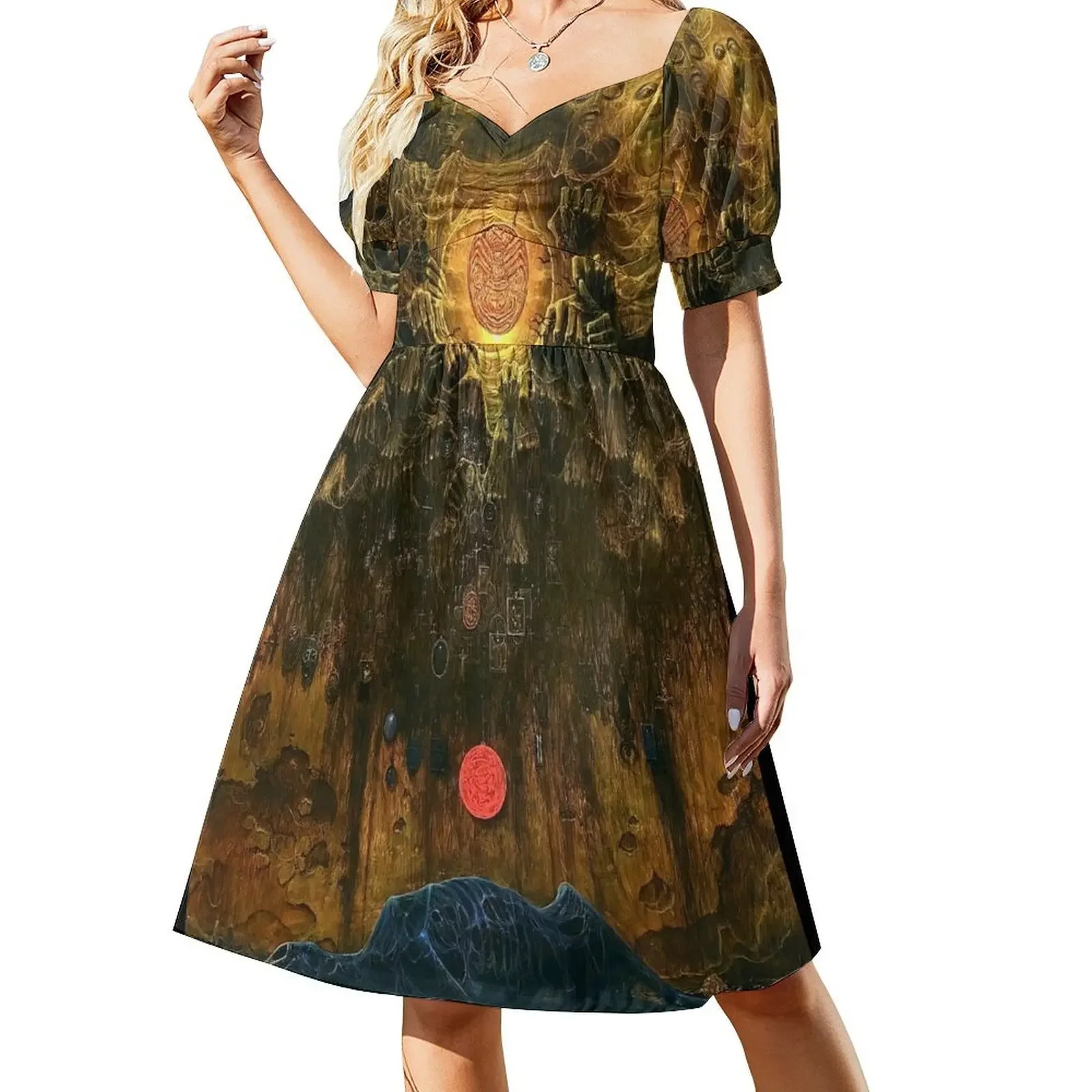zdzislaw beksinski artwork, zdzislaw beksinski prints, zdzis?aw beksiński art style Short-Sleeved Dress