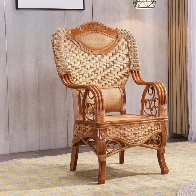 Classical Chinese furniture rattan bench chair, Tengyi leisure high-back boss office chair