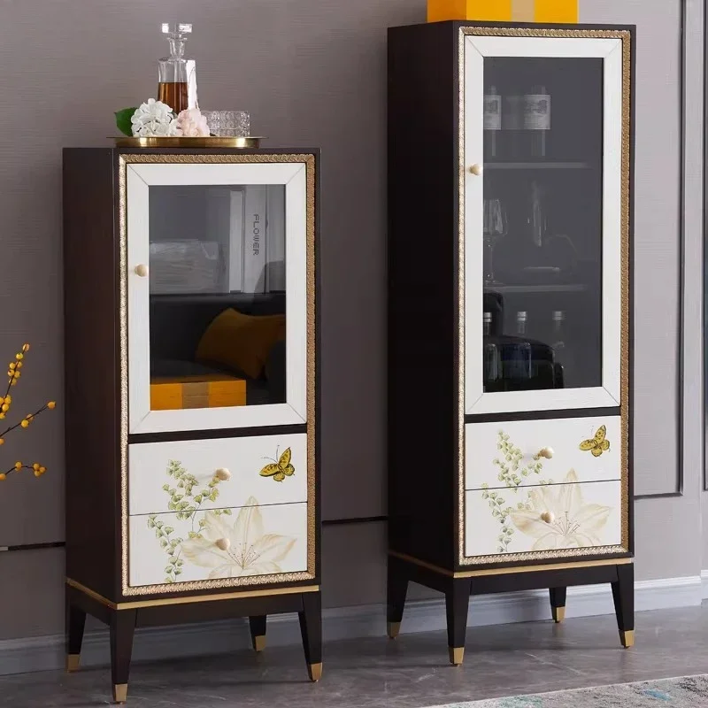 

Роскошный стеклянный шкаф с росписью, современный, из массива дерева, для дома, для гостиной