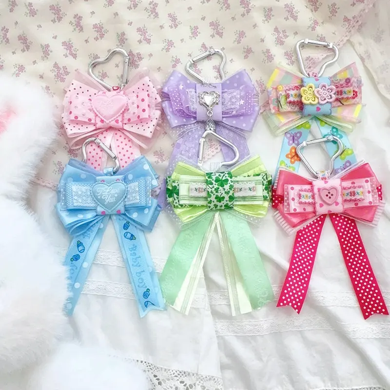 

Dopamine Style Ita Bag Bow Tie Charm Multicolored Lolita itabag Accessories Ribbon Bow DIY Backpack Decoraton keychain Toys