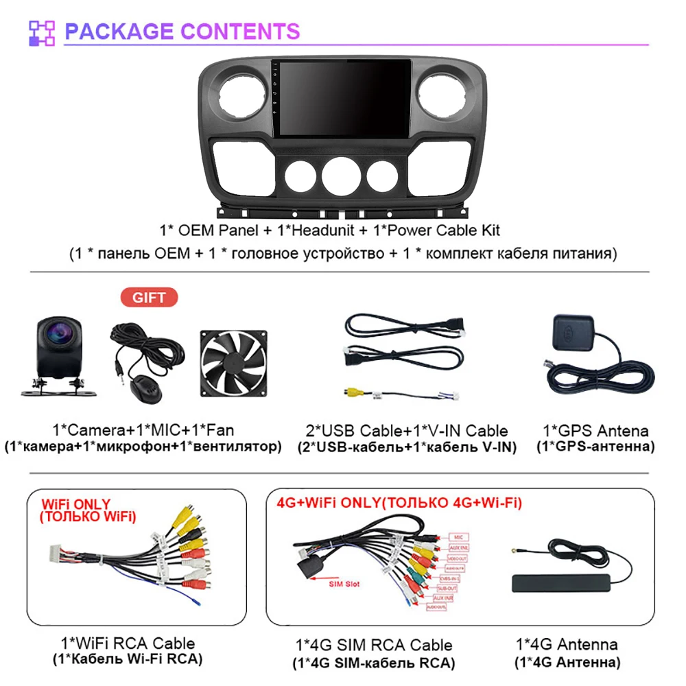 Android 16 For Renault Master Nissan NV400 Opel Movano 2010 - 2021 Carplay Car Radio Plug and Play Snapdragon Wireless WIFI+4G