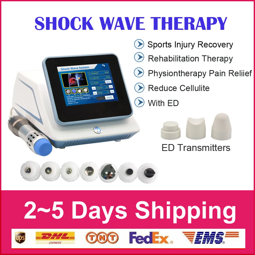 200mj ED physical therapy pain release shock wave knee massager /New digital hand piece shockwave machine SW6S with 7 transmitte