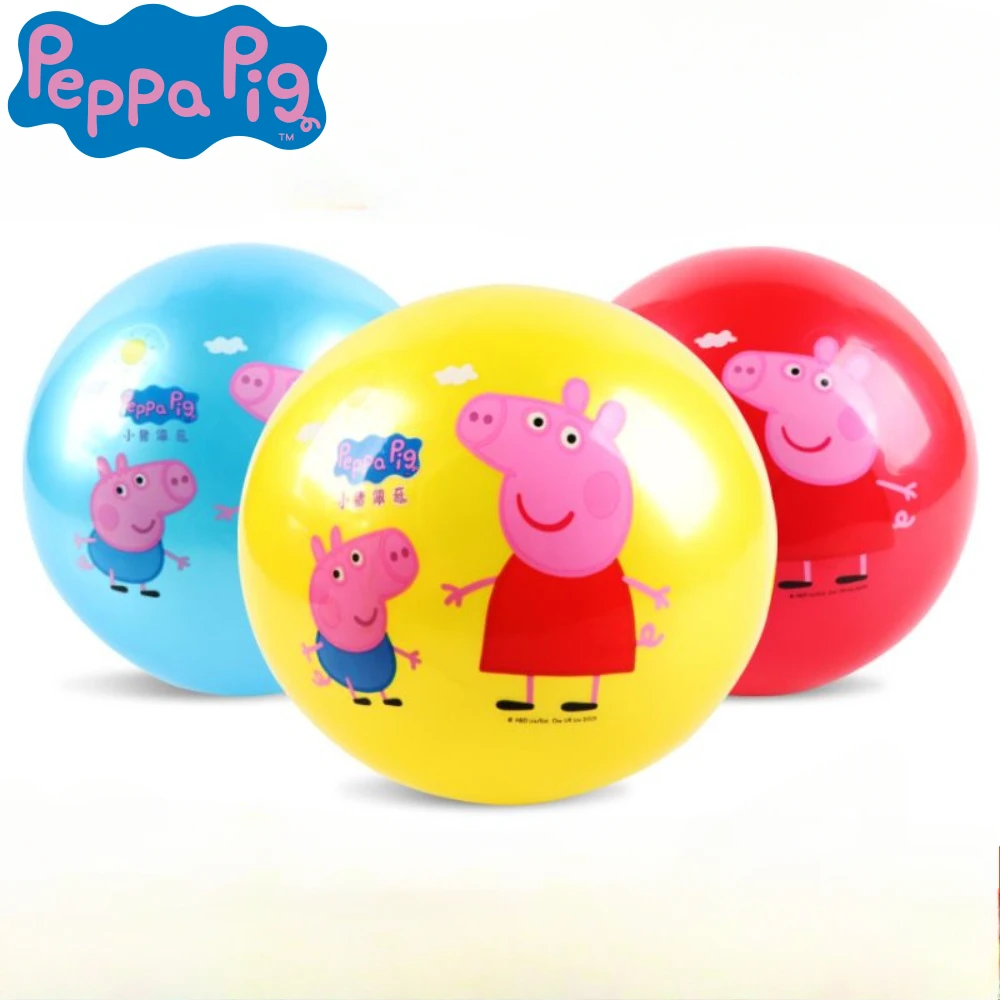 18CM Peppa Pig inflate Bouncing Mute Bouncy Ball 1 To 5 Years Old Bounce Squeezable Mute Bouncing Boys and girls Gift toys