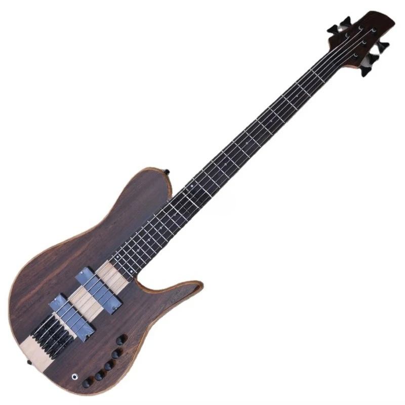Brown 5 Strings Electric Bass Guitar Neck Through Body Bass Fretboard Bass Guitar - view 2