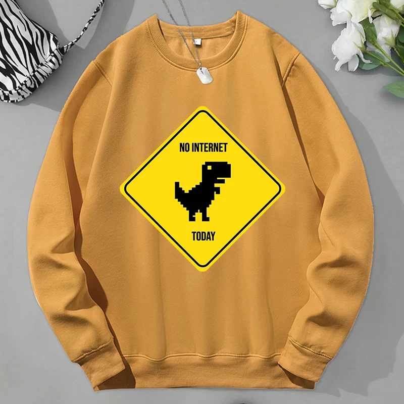 

Funny Dinosaur Print Men Sweatshirt Harajuku Loose Sports Wear Fashion Fleece Warm Pullover Vintage Autumn Crewneck Male Clothes