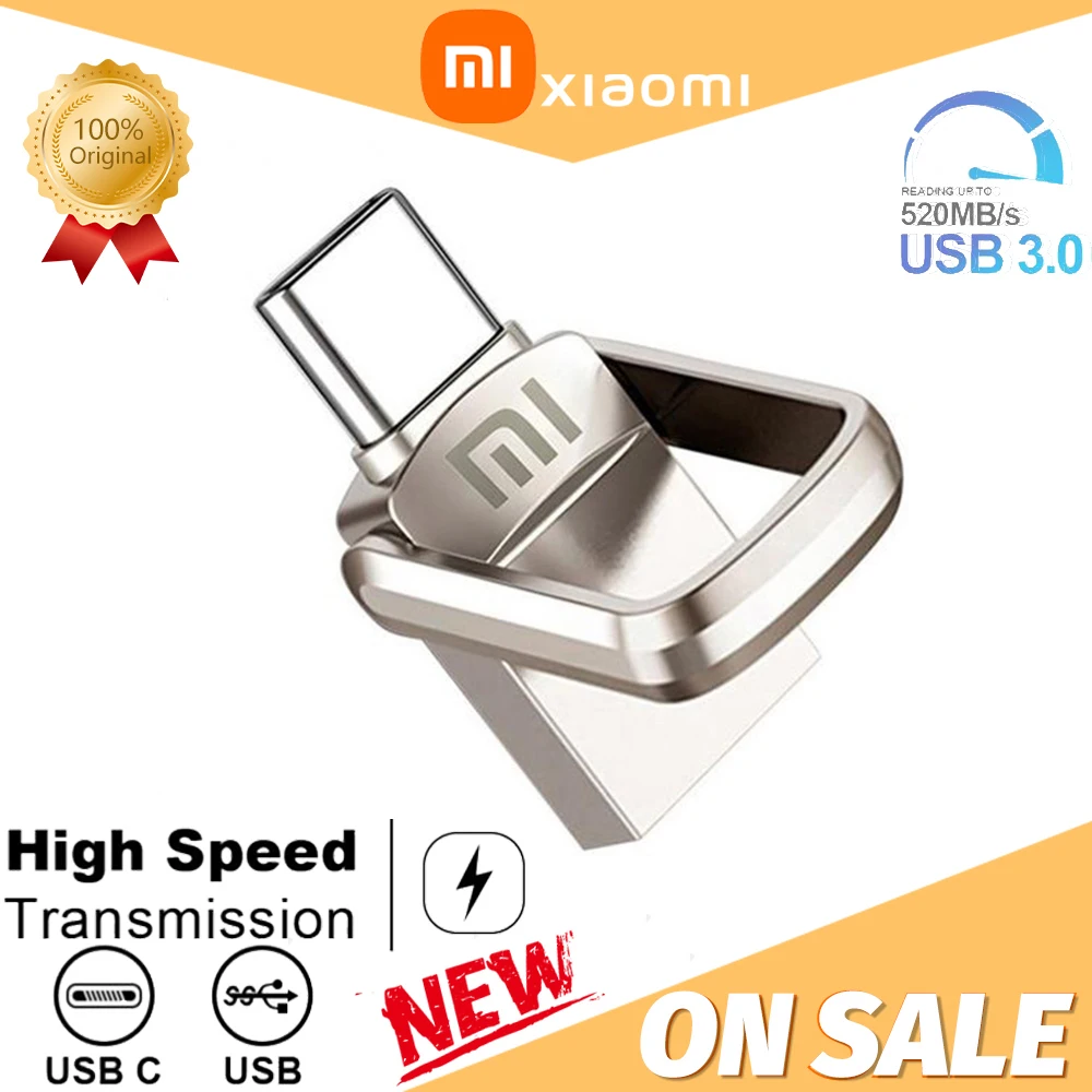 Xiaomi USB 3.1 Flash U Disk 2TB 1TB, Flash USB 512 antarmuka tipe-c 1TB GB, pena memori USB portabel satu transmisi Komputer dan ponsel