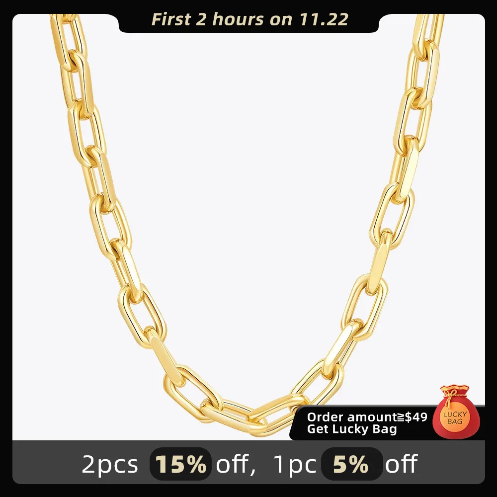 ENFASHION Collares Para Mujer Big Link Chain Oval Necklace For Women's Stainless Steel 18k Gold Plated Jewelry Party Gift 243448