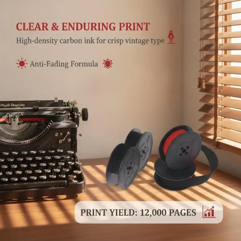 1Set Typewriter Ink Ribbon Portable Typewriter Ribbons Nylon Calculator Ribbon Replacement Typewriter Accessories Black