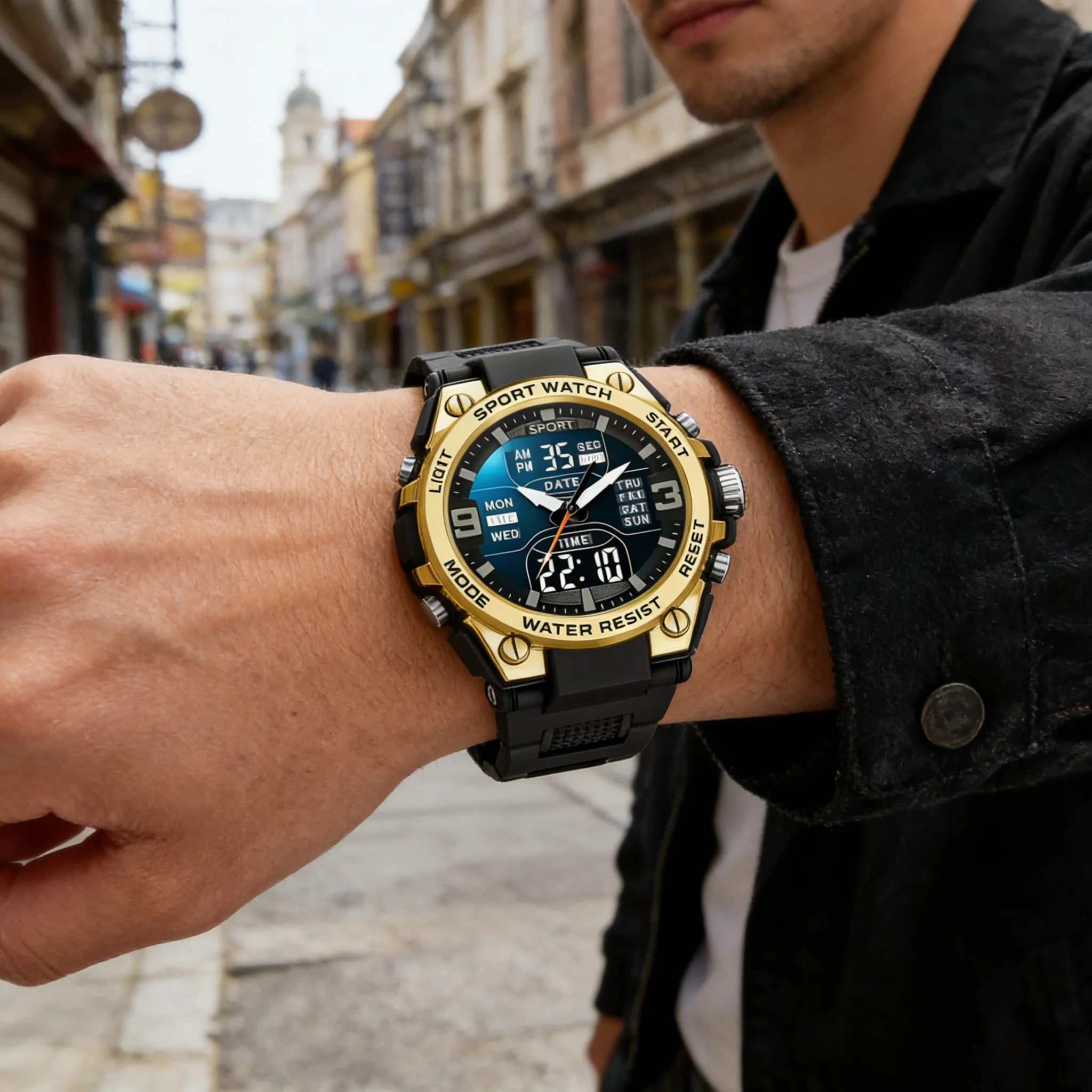Men, Women, and Teenagers, Equipped with a Calendar, Alarm Clock, Outdoor Sports Digital and Analog Dual Display Watch