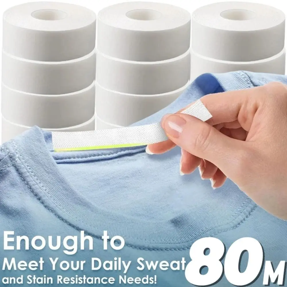 8/80M Collar Anti-dirty Grime Self-adhesive Disposable Cuff Fixing Tape Breathable Collar Sweat Pad for Shirt Collar Hat Lining