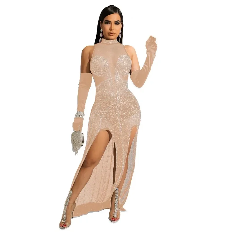 

Dashiki African Dresses for Women Elegant Summer Autumn African Sleeveless Mesh Polyester Long Maxi Dress Gowns Africa Clothing