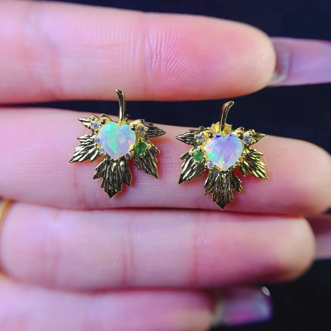 KJJEAXCMY Women's Earrings | Natural Opal with S925 silver , electroplated color retention process, high-clarity support testing