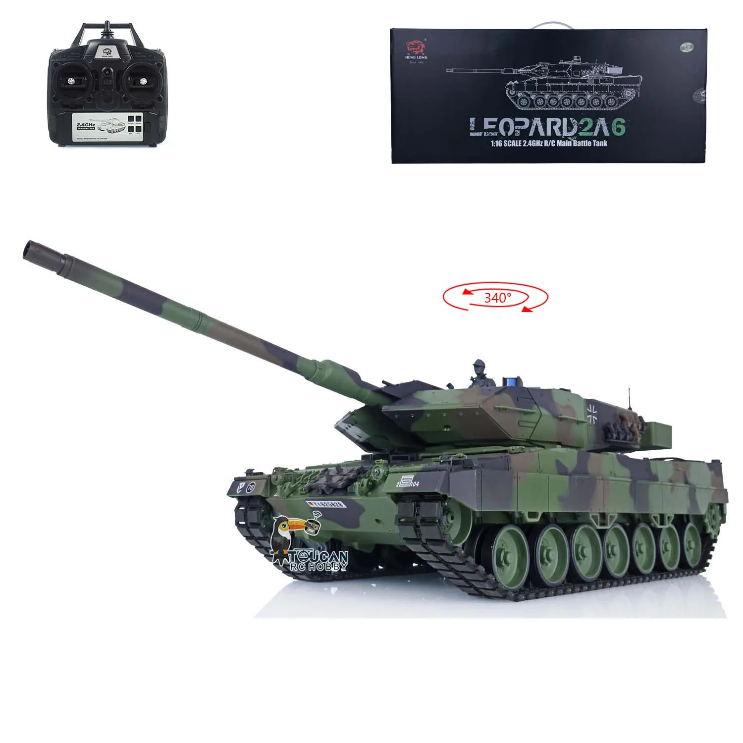 Heng Long 1/16 RC Tank Leopard2A6 7.0 3889 Commander Mirino panoramico rotante Pronto per correre le auto TH21230