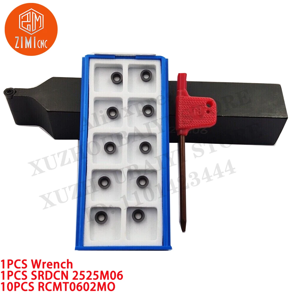 Imagem -02 - Peça Srdcn2525m06 25 mm Torno Externo Suporte para Ferramenta de Torneamento Mais 10 Pcs Rcmt0602mo Inserções Redondas de Metal Duro Torno Metálico Cnc Ferramentas de Corte 1