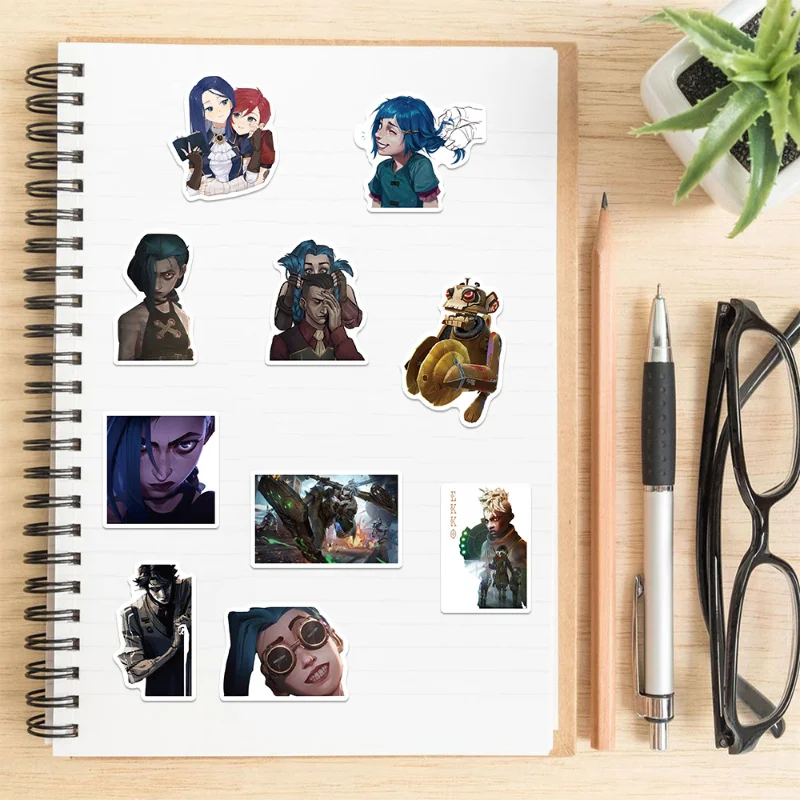 50개 아케인 징크스 스티커 DIY 여행가방 노트북 스티커 전화기 머그컵 스케이트보드 방수 그래피티 데칼 스크랩북 문구 선물