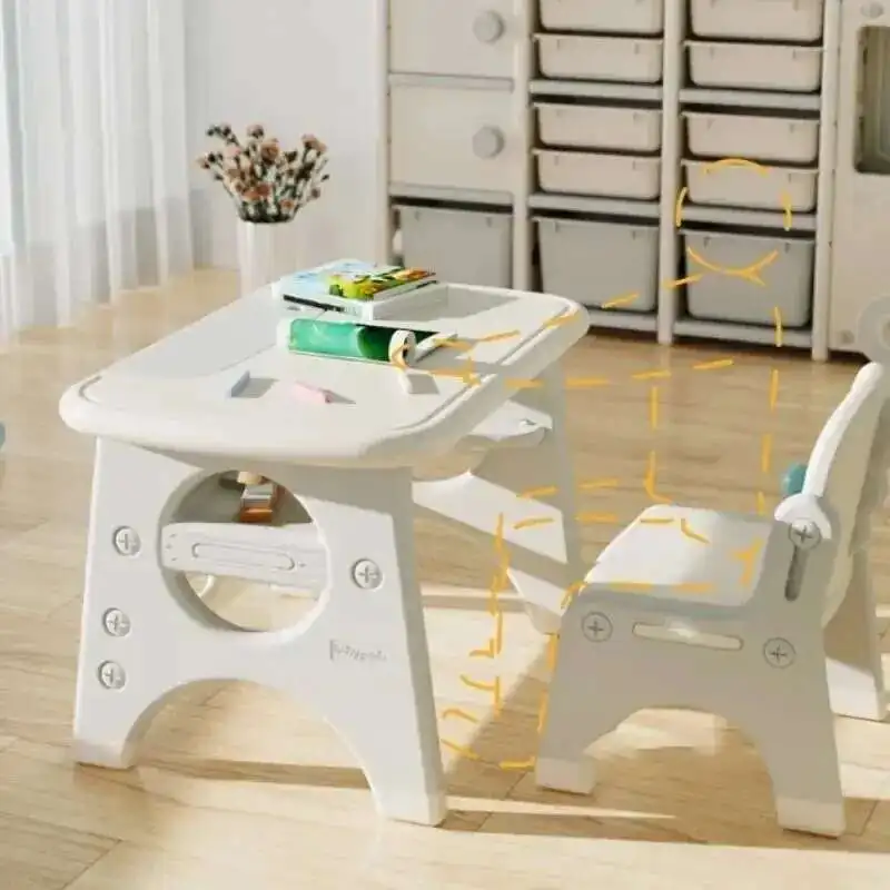

Children Furniture Study Table for Kids Plastic Home Kindergarten Game Learning Table Kid's Desk and Chair Set Toy Desk