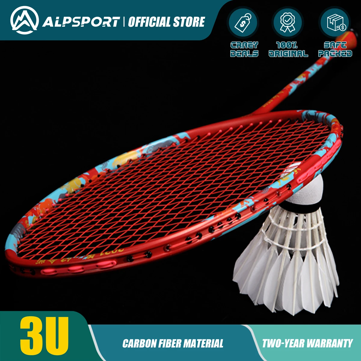 

ALP CN 3U Badminton Racket 2024 Commemorative Edition Ultra-light T800 carbon fiber Imported With badminton string and bag