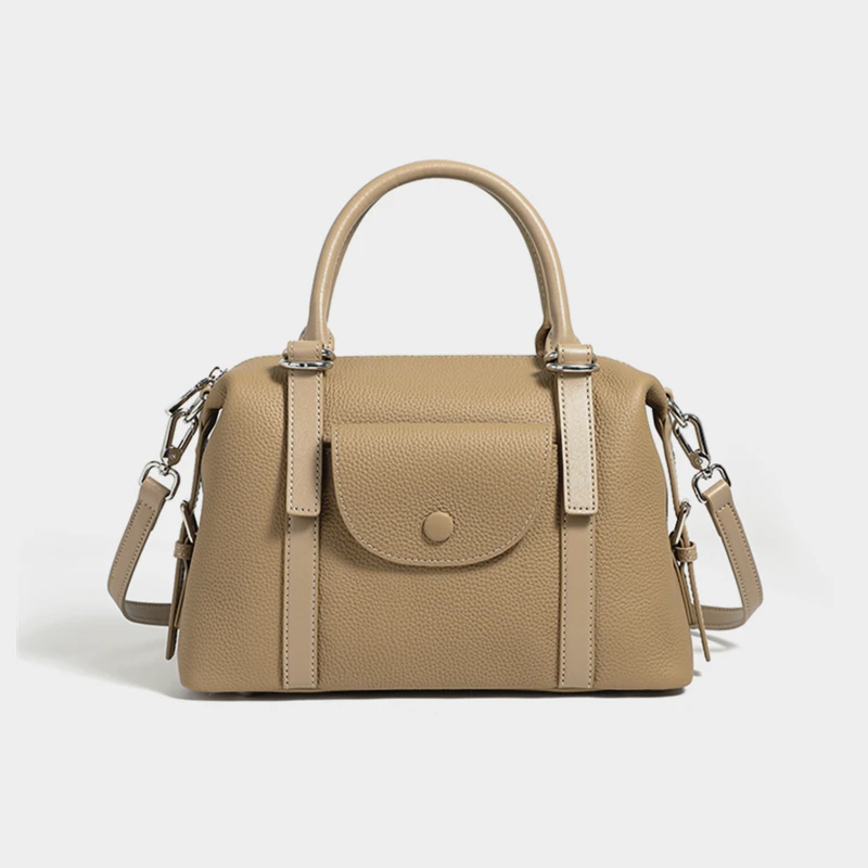 

Hifashion Cow Genuine Leather Boston Tote Handbags For Women 2025 Trend Designer Satchel Purses Ladies Shoulder Crossbody Bags