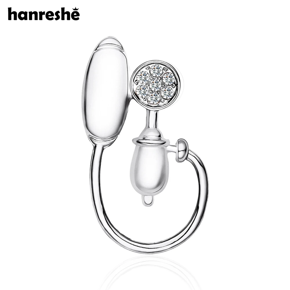 Hanreshe Medical Blood Pressure Monitor Brooch Pin Inlaid Crystal Charm Lapel Badge Medicine Jewelry for Doctor Nurse Gift