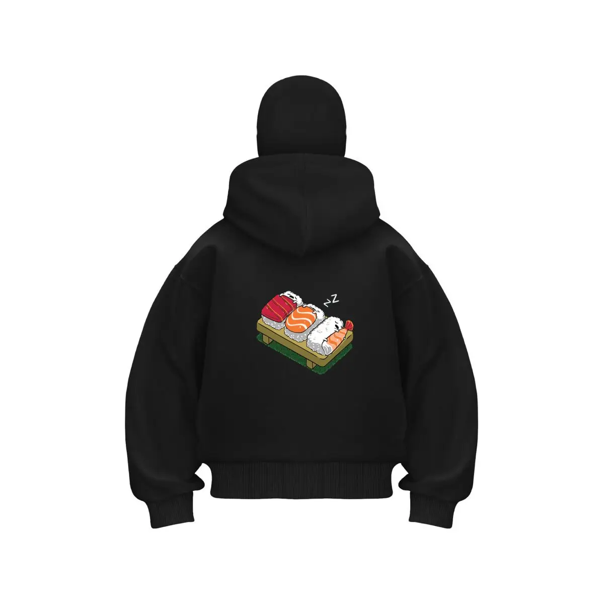 Sushi Nap Food Humor Art Double Hood Balaclava Men Zip Hoodie Winter Warm