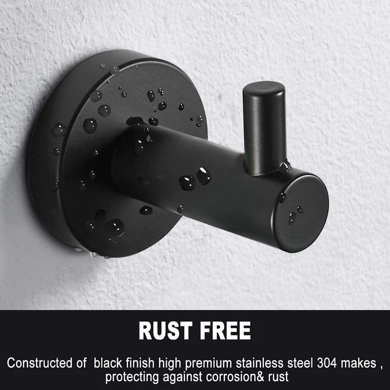 Towel Hook, Bathroom Towel Hooks, Black Coat Hooks, Bathroom Hardware Accessories, Matte Towel/Closet Hook, 2 Pieces