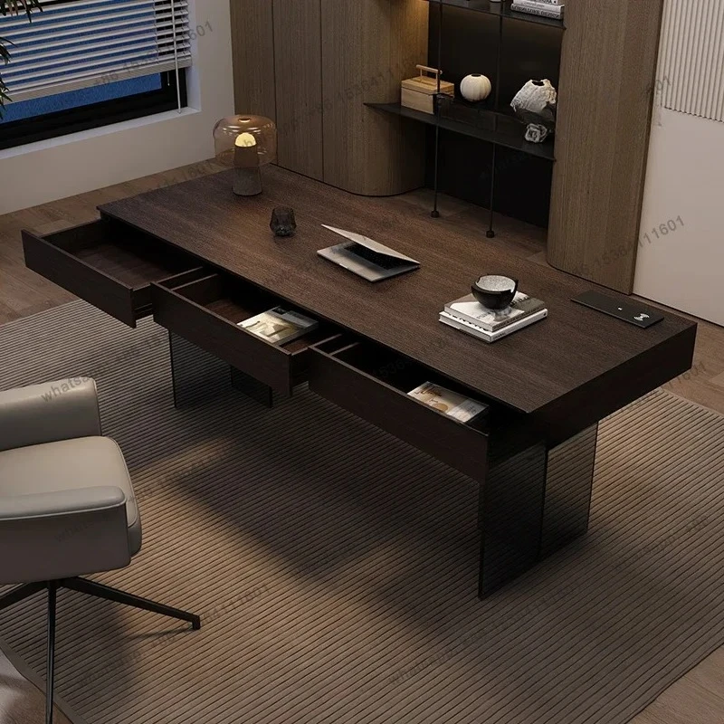 

yj9 Acrylic suspended solid wood desk modern simple boss desk study computer desk