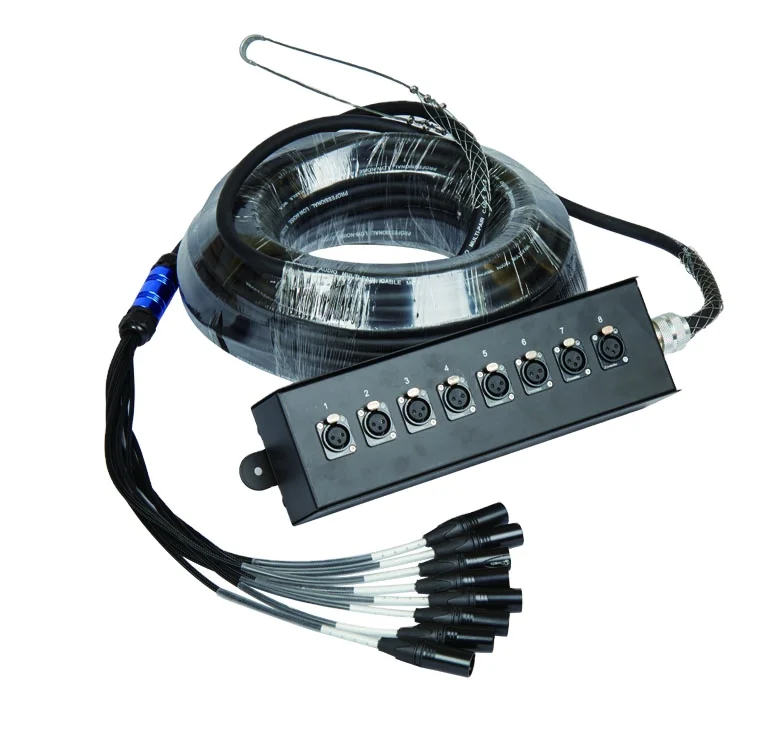 Professional 8-Channel Small Iron Stage Box XLR Connector PVC Jacket Combination Shielding for 10/20/30/50 Meter Speaker