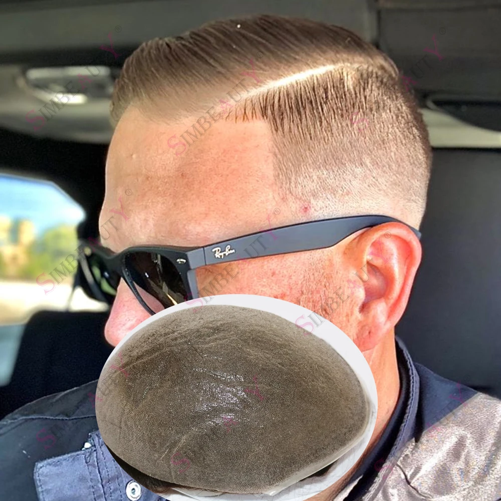 

Коричнево-серый блондин 610. # 0,02 мм супер тонкая мужская система замены человеческих волос Vloop мужской капиллярный протез легкий парик