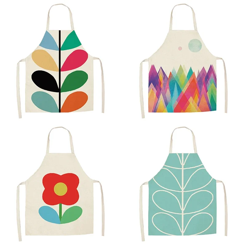 Chef Cooking Bake Oil and stain Proof Apron Illustrated Print  Kitchen  Linen Bib Home Cleaning apron 47X38CM 68X55CM