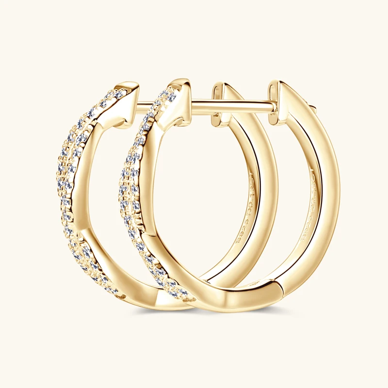 Anziw Infinity Eternity Earrings 925 Sterling Silver 1mm Moissanite Twisted Hoop Earrings for Women 2024 Jewelry New Trendy Gift