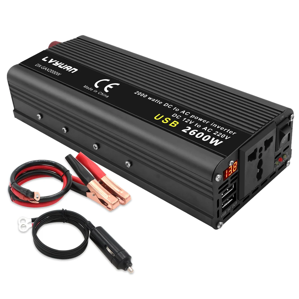 1500W/2000W DC 12V to AC 220V Portable Car Power Inverter Charger Converter Adapter Universal EU Socket Auto accessories