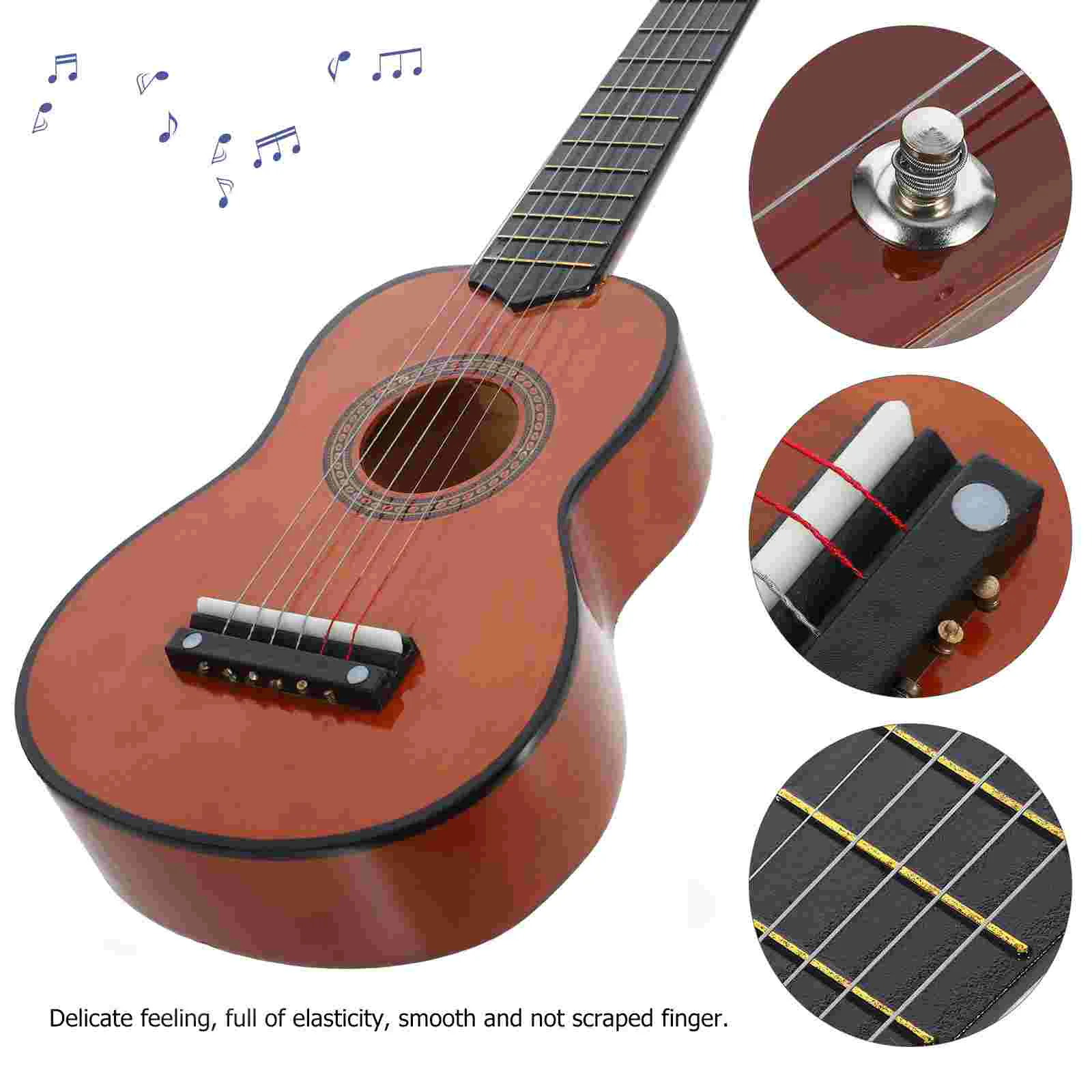 Guitarra para niños, juguete para principiantes, instrumento Musical para niños, práctica de madera, entrenamiento de café para niños pequeños