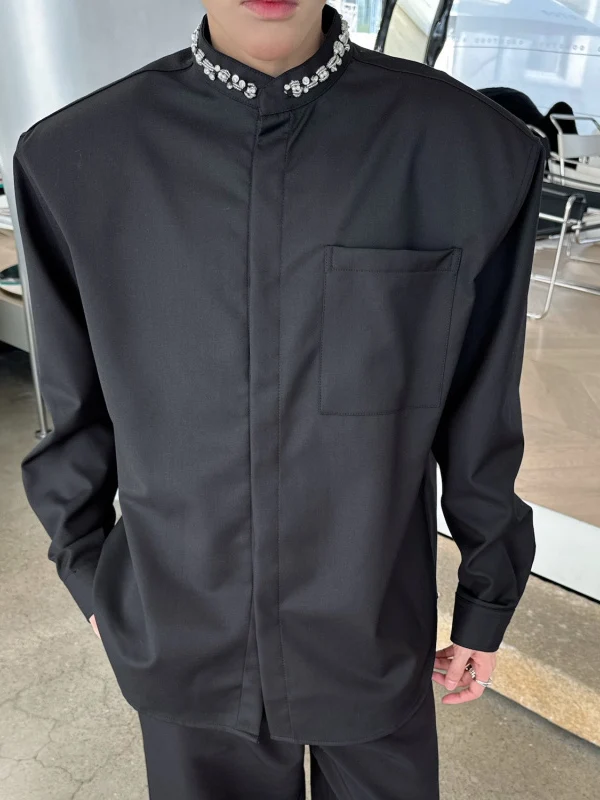 

Bla Bead oulder Padded Long Sve Men's irt American Sle Cleanfit Jaet Весна Осень Свободный крой Обычный Тонкий