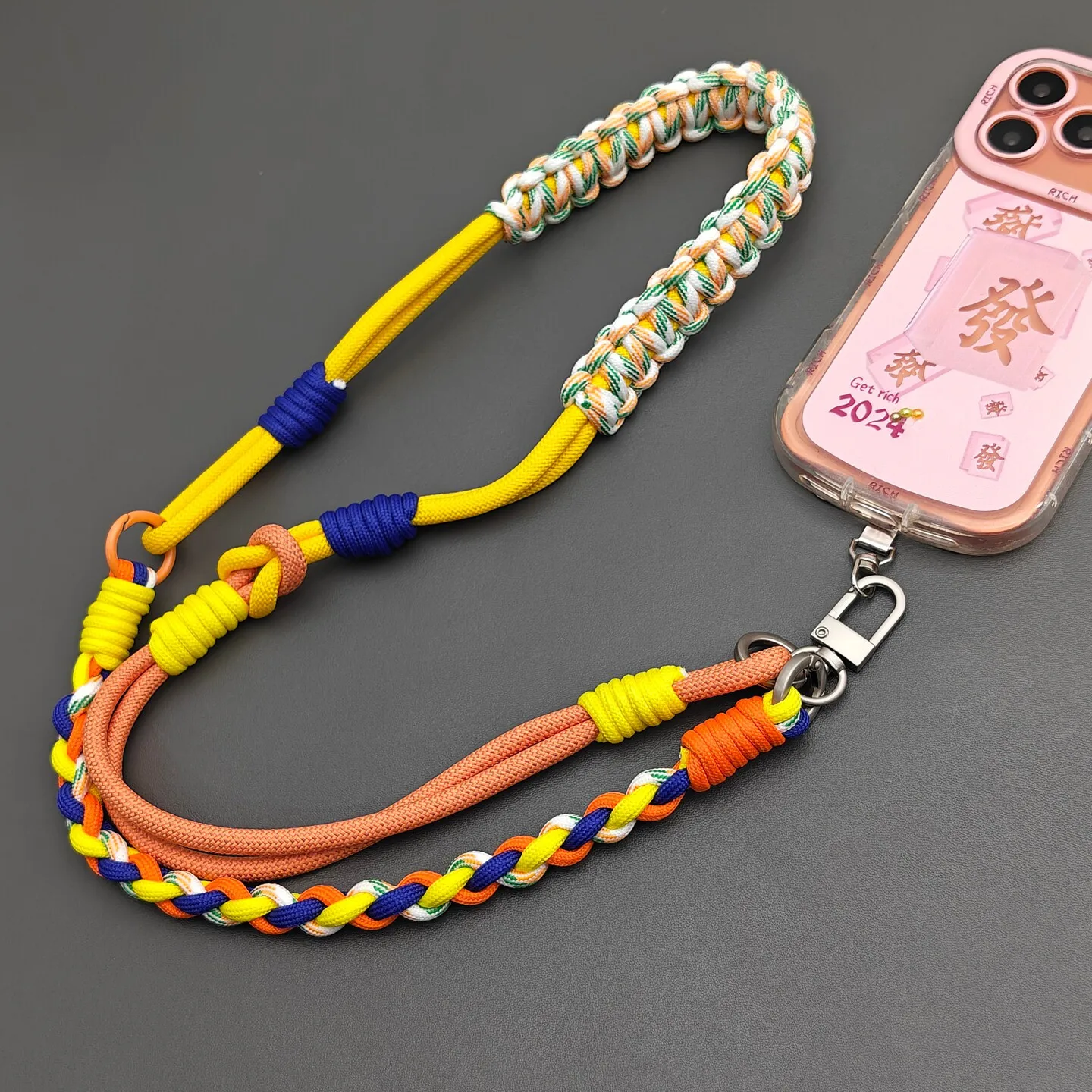 Multi-purpose Adjustable DIY Hand Braided Phone Lanyard Detachable Bag Strap Outdoor Anti-lost Shoulder Strap Accessories
