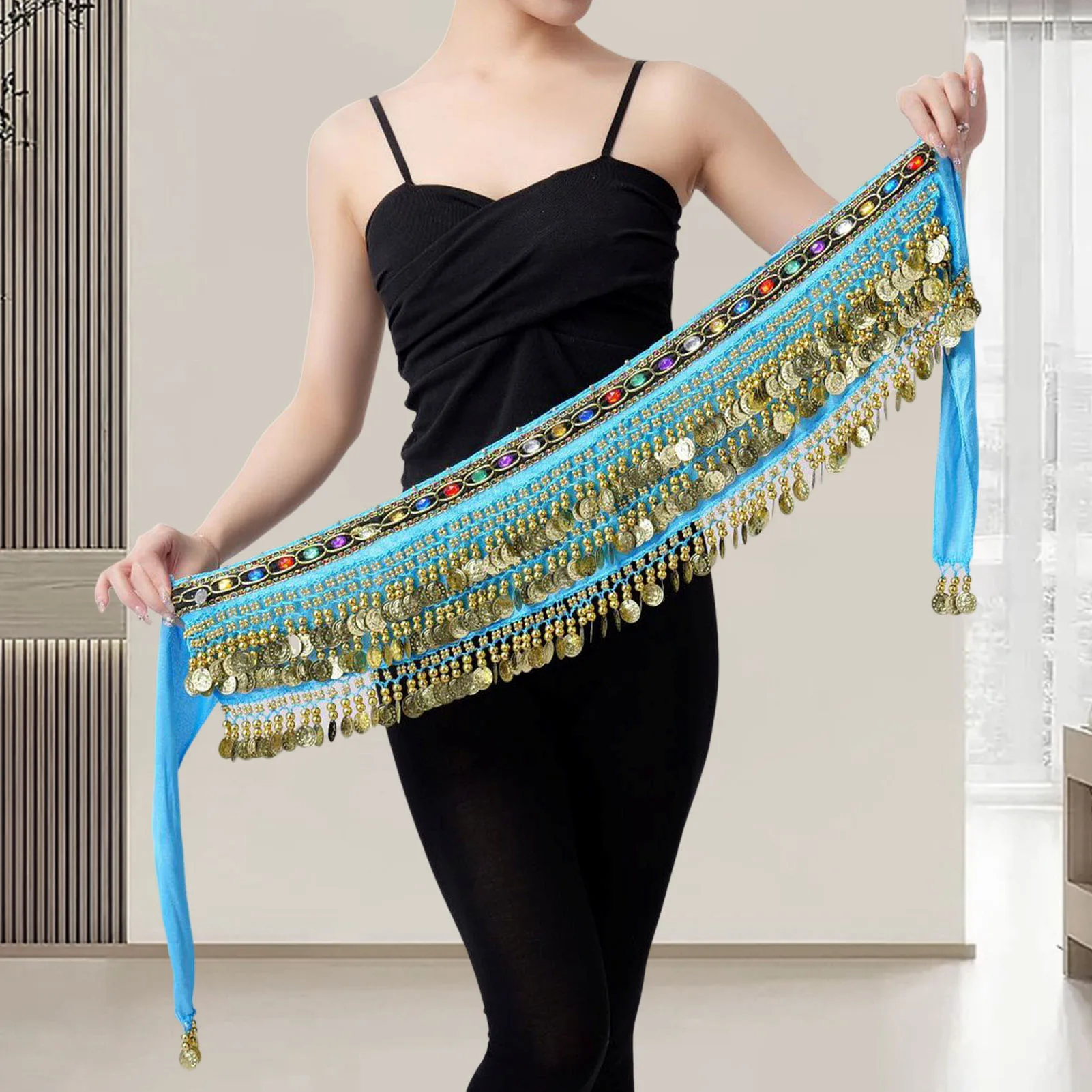 Hip Scarf for Belly Dancing Waist Chain Dance Hip Scarf Belt with Dangling Coin for Belly Dancers Performance